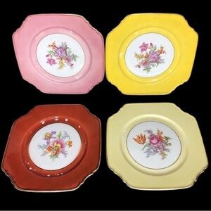 4 Bavaria tirschenreuth germany 8 1/2” square salad dessert plates preowned